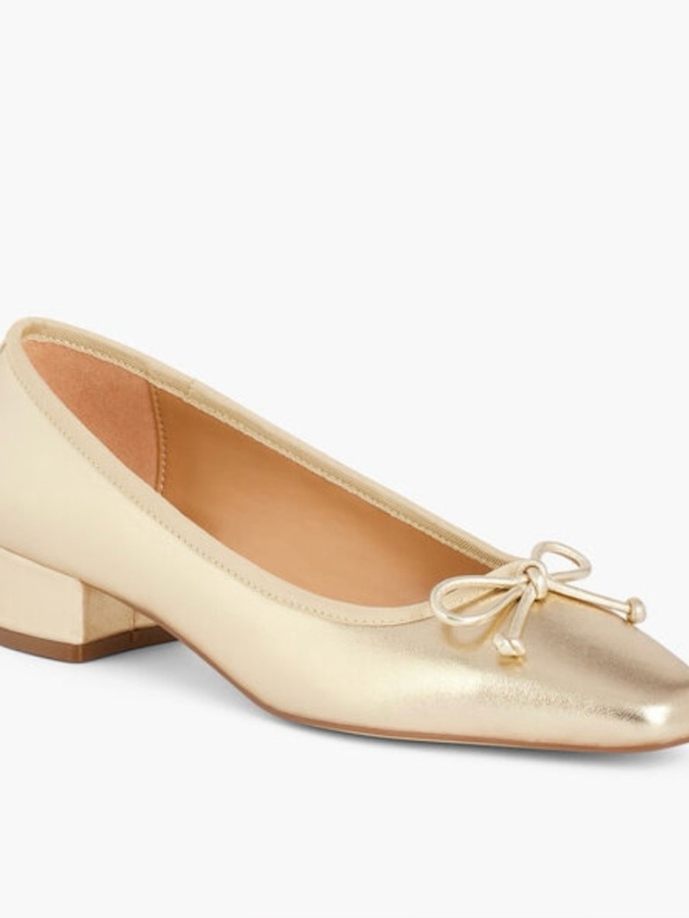 NEW Talbots Vanessa Metallic Leather Block 1inch Heel Pumps Gold Square Toe Sz 8